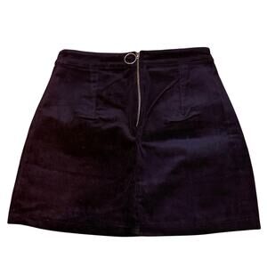 Heart & Hips Black Corduroy Mini Skirt – Size S- Rear Zip w/ Circle Detail